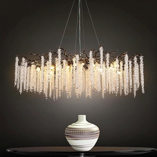 47.2" Black Modern Crystal Chandelier for Dining Rooms