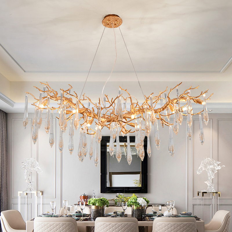 Agnnes Brass Branch Crystal Chandelier