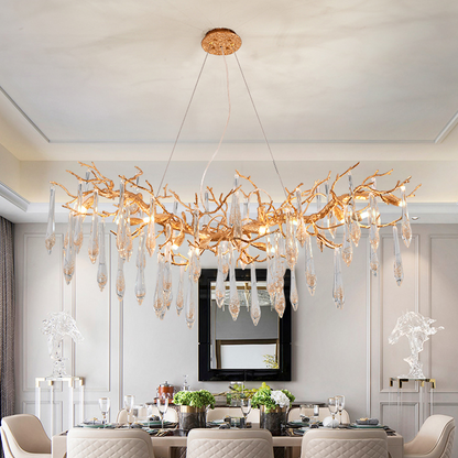 Agnnes Brass Branch Crystal Chandelier
