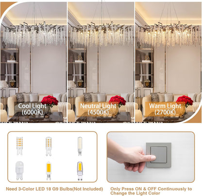 47.2" Black Modern Crystal Chandelier for Dining Rooms