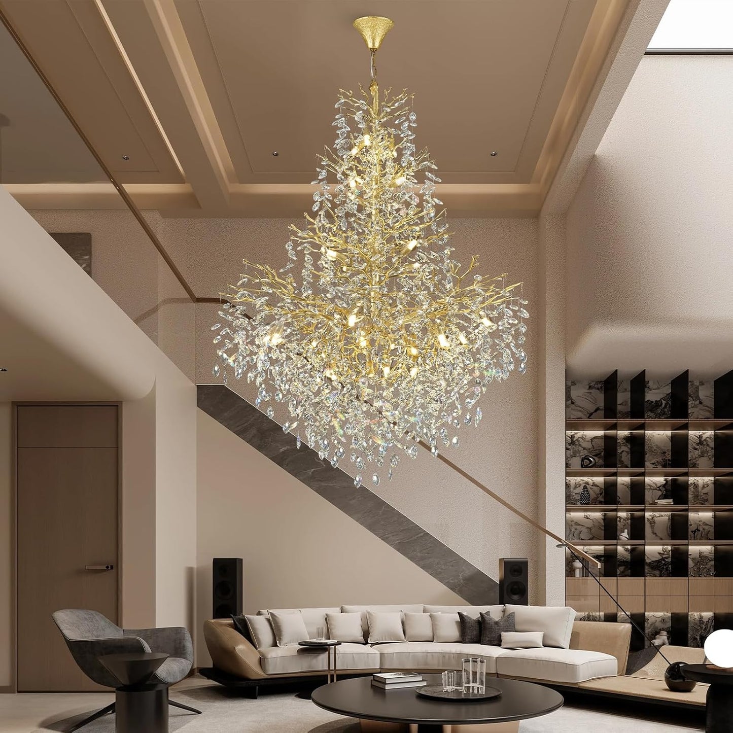Solara Round Tree Branch Chandelier 47"