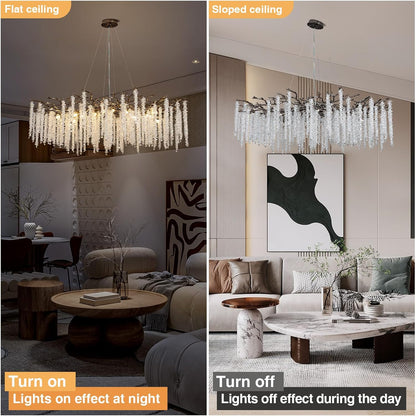47.2" Black Modern Crystal Chandelier for Dining Rooms