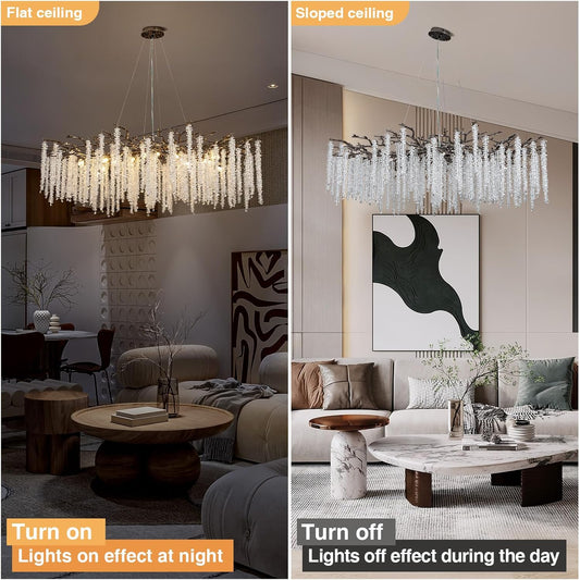 47.2" Black Modern Crystal Chandelier for Dining Rooms