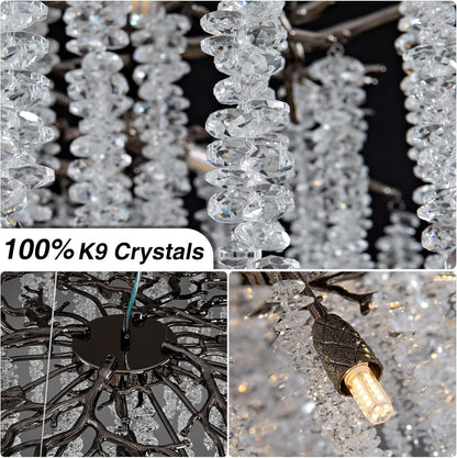 47.2" Black Modern Crystal Chandelier for Dining Rooms