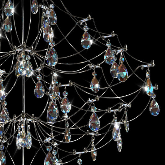 Silver 31.5" Round Crystal Raindrop Chandelier for Modern Homes