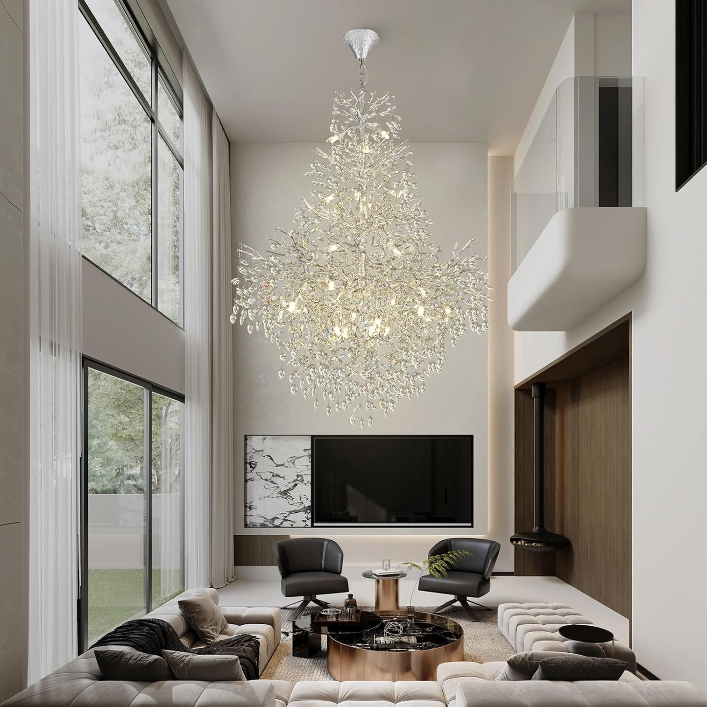 Solara Round Tree Branch Chandelier 47"