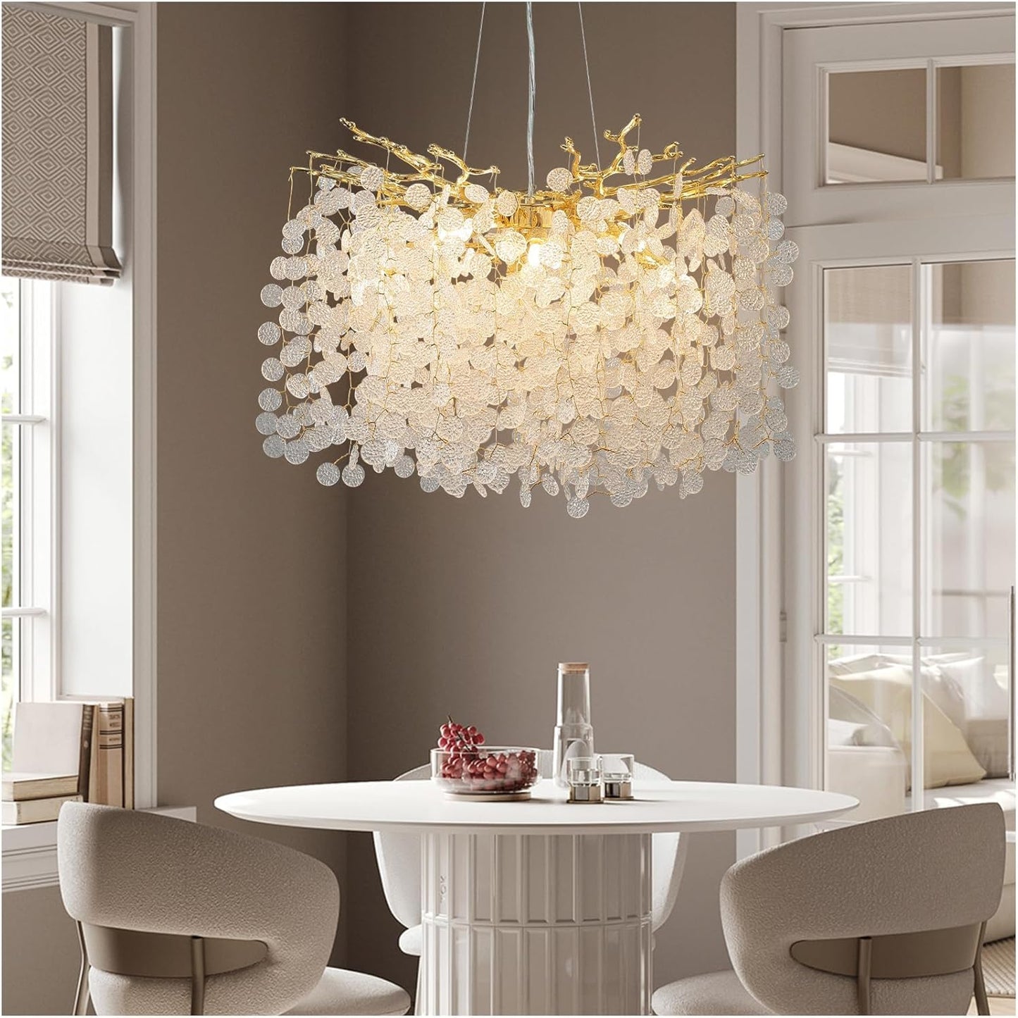 Gold Modern Tree Branch Crystal Chandelier 23.6" Round