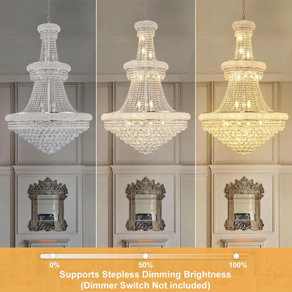 BEIRIO Chrome 24-Light Crystal Chandelier for High Ceilings