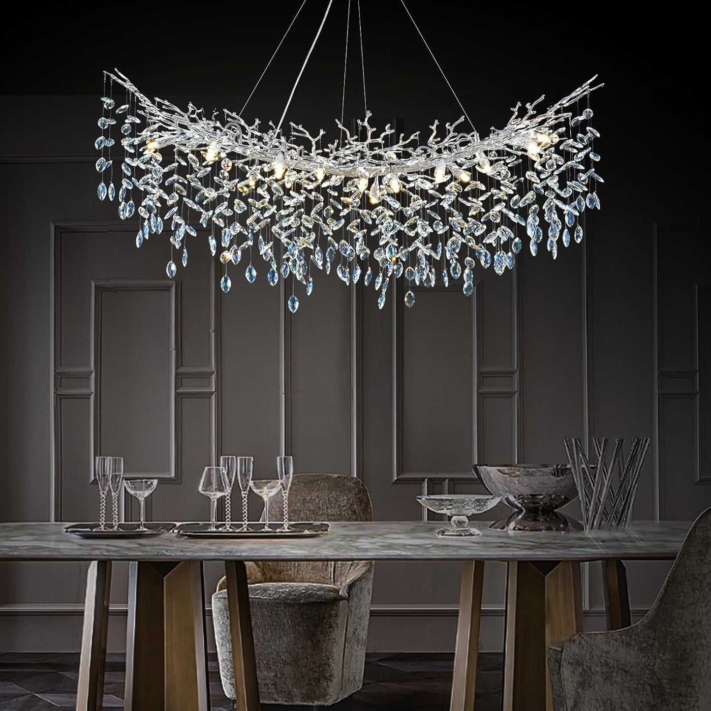Solara Rectangular Tree Branch Chandelier 55" 72" Tree Branch