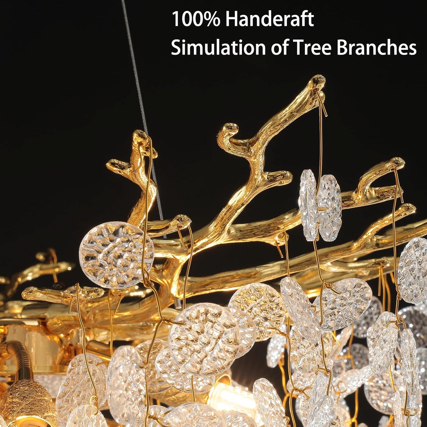 Gold Modern Tree Branch Crystal Chandelier 23.6" Round