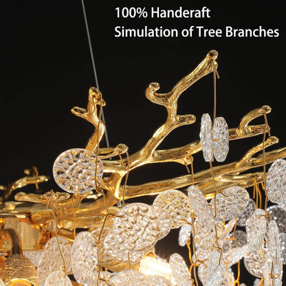 Gold Modern Tree Branch Crystal Chandelier 23.6" Round