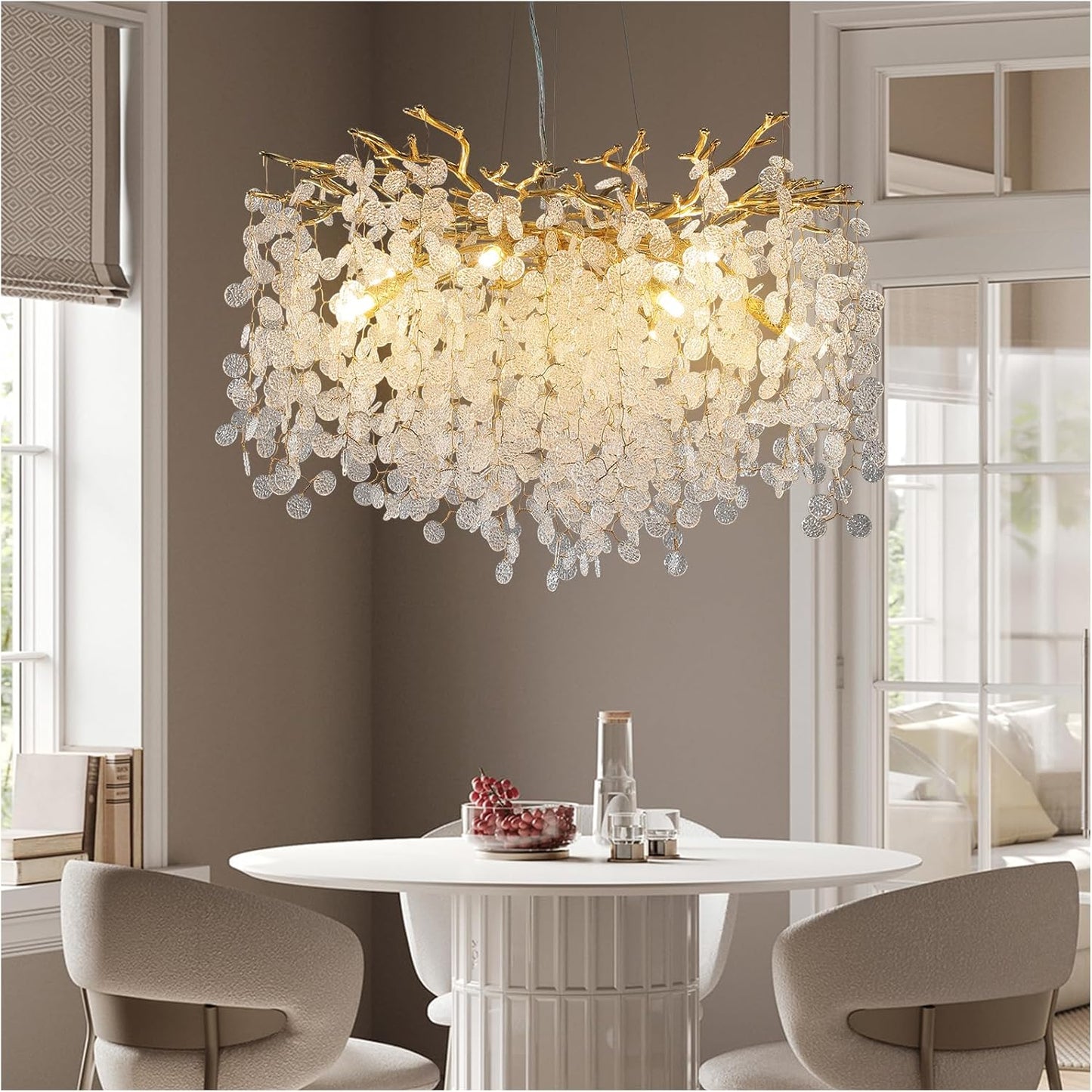 30-Inch Modern Tree Branch Crystal Chandelier for Dining Rooms