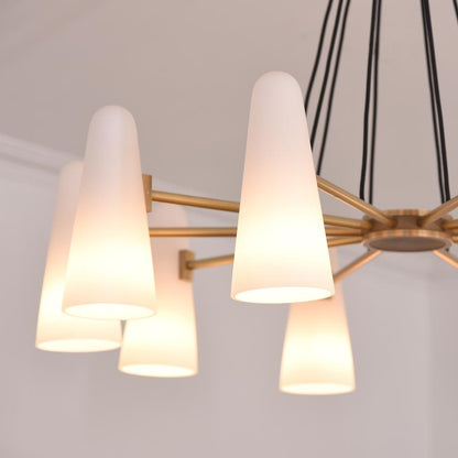 White Ceramics Round Chandelier 44", 10-lights