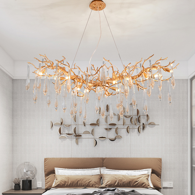 Agnnes Brass Branch Crystal Chandelier