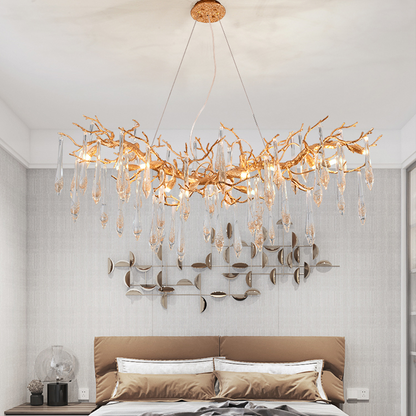 Agnnes Brass Branch Crystal Chandelier