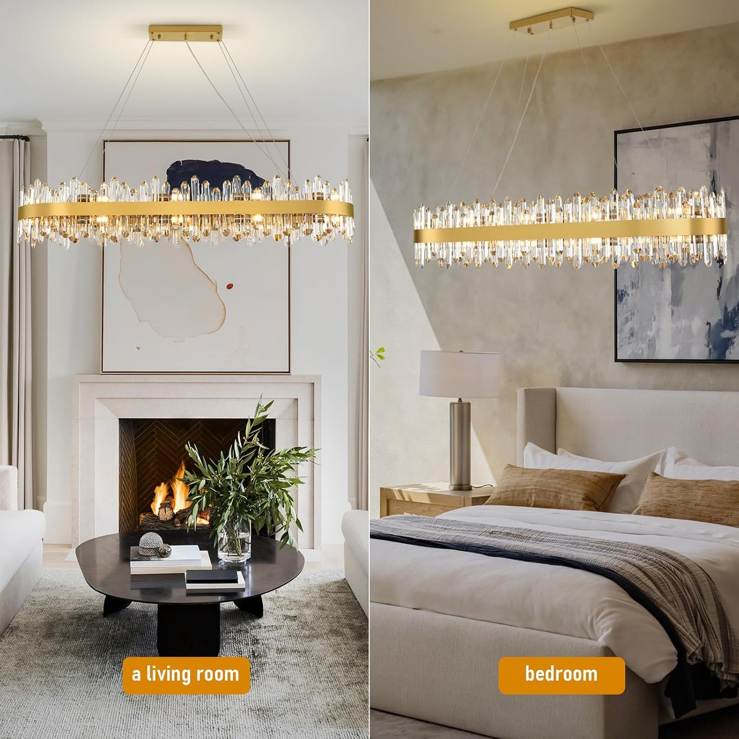 MDEGLYO Modern Crystal Linear Chandelier