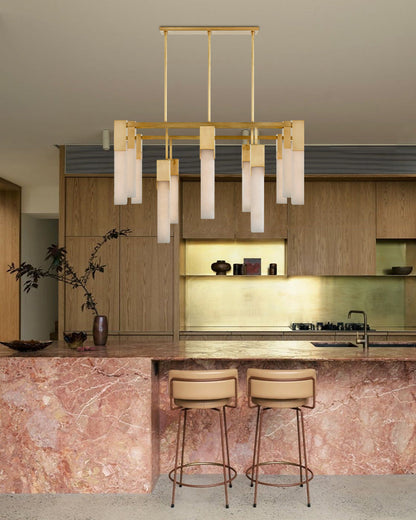 8 Lights Elegance Linear Convet Alabaster Chandelier