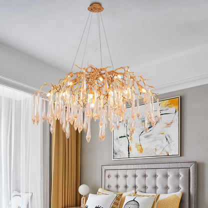Brass Branch Crystal Agnes Chandelier