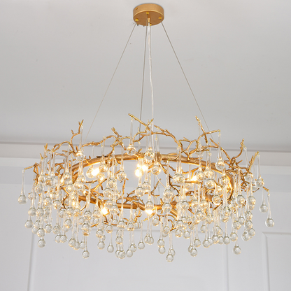 Avvis Clear Crystal Ring Branch Chandelier