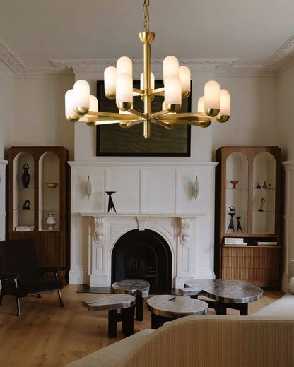 Alabaster Luxury Moonshade Brass Chandelier for dining room