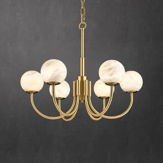 Brass Alabaster Chandelier 25.6" 31.5"