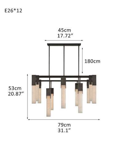 8 Lights Elegance Linear Convet Alabaster Chandelier