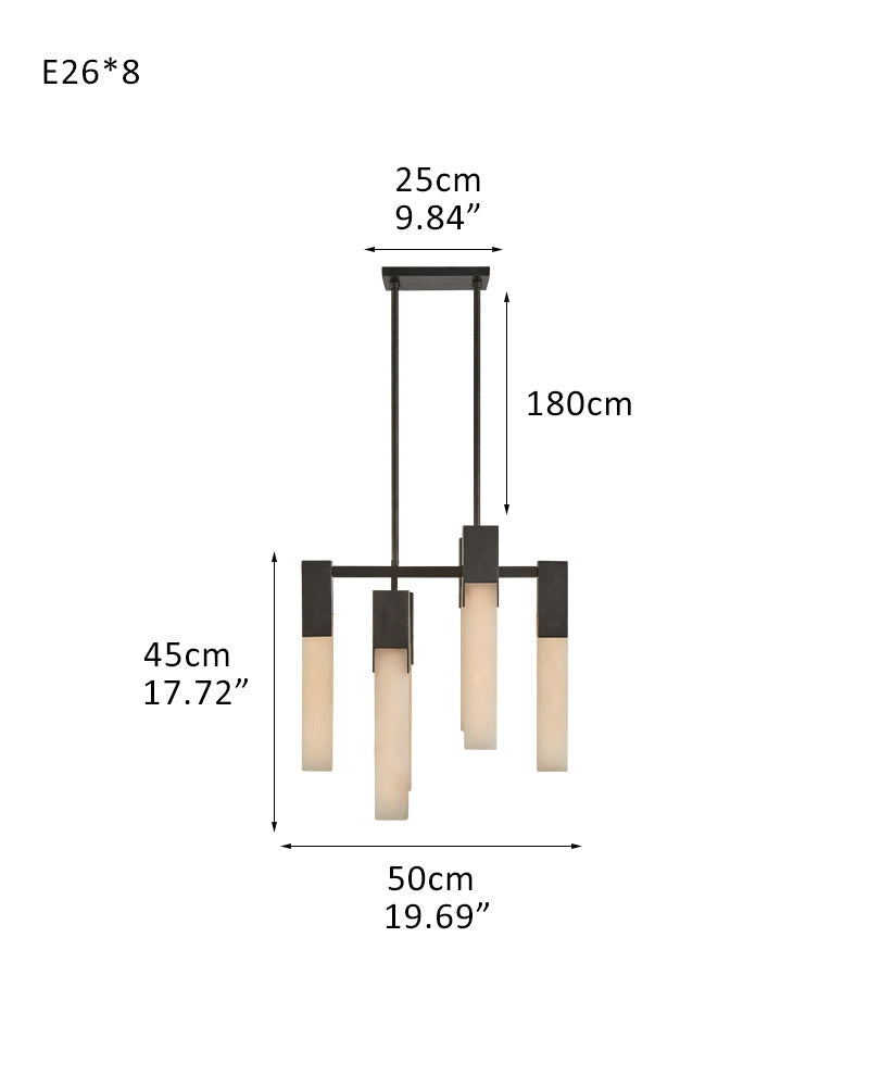 8 Lights Elegance Linear Convet Alabaster Chandelier