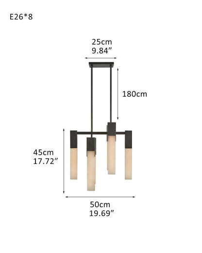 8 Lights Elegance Linear Convet Alabaster Chandelier