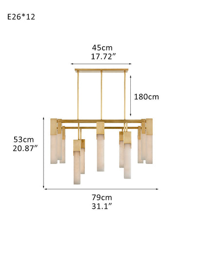 8 Lights Elegance Linear Convet Alabaster Chandelier