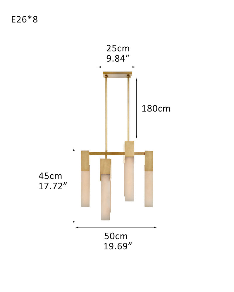 8 Lights Elegance Linear Convet Alabaster Chandelier