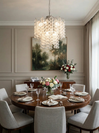 Beaded Vertical Textured Glass Chandelier