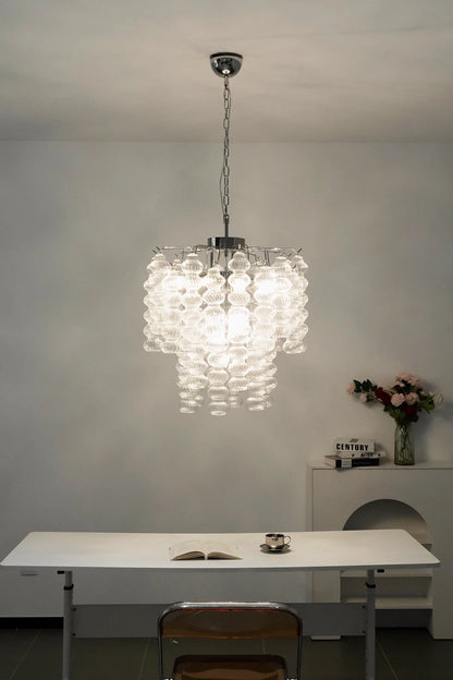 Beaded Vertical Textured Glass Chandelier