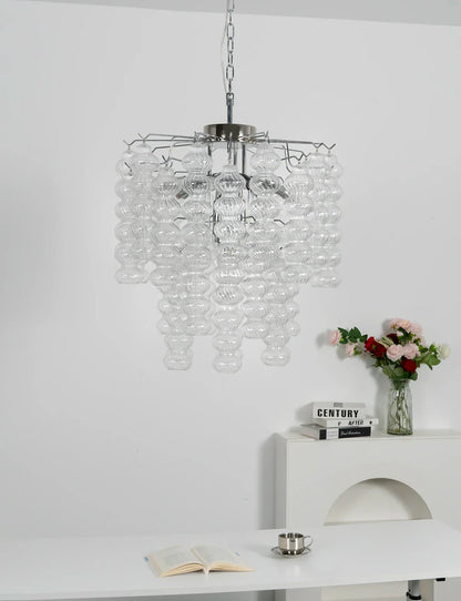 Beaded Vertical Textured Glass Chandelier