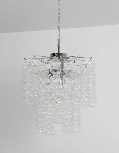 Beaded Vertical Textured Glass Chandelier