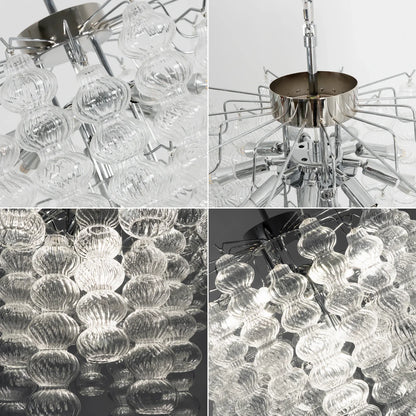Beaded Vertical Textured Glass Chandelier