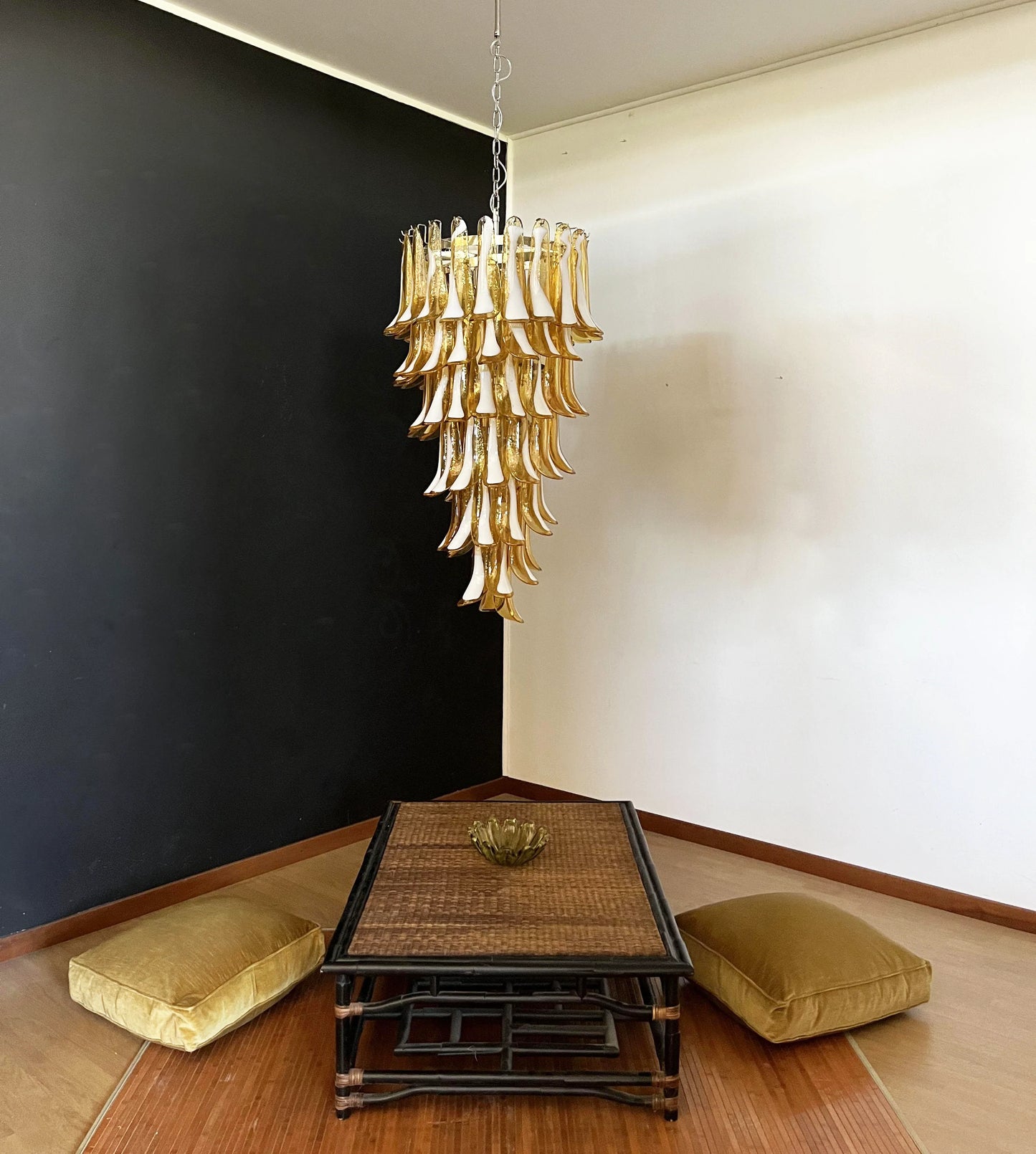 Petals Spiral Murano Amber Chandelier