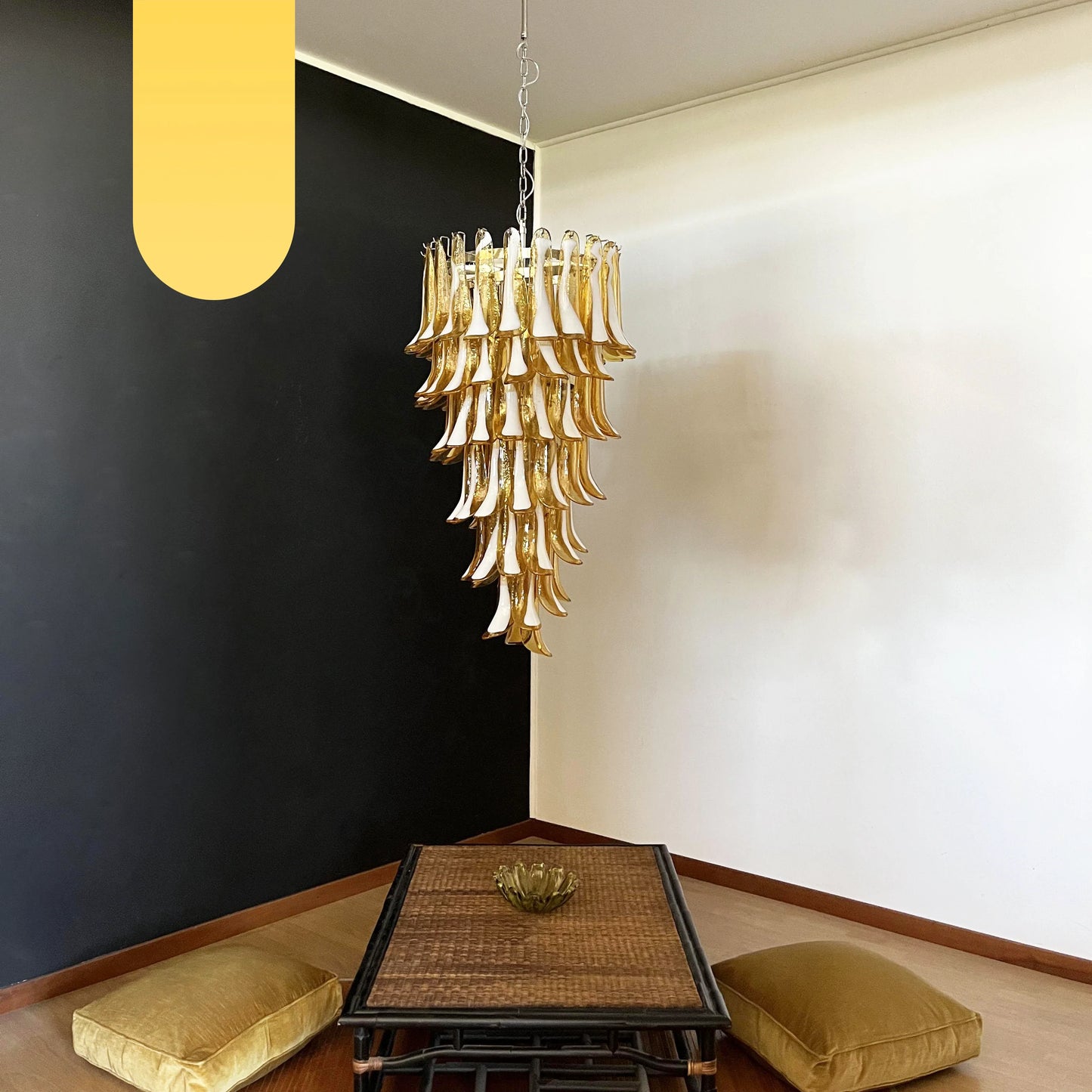 Petals Spiral Murano Amber Chandelier