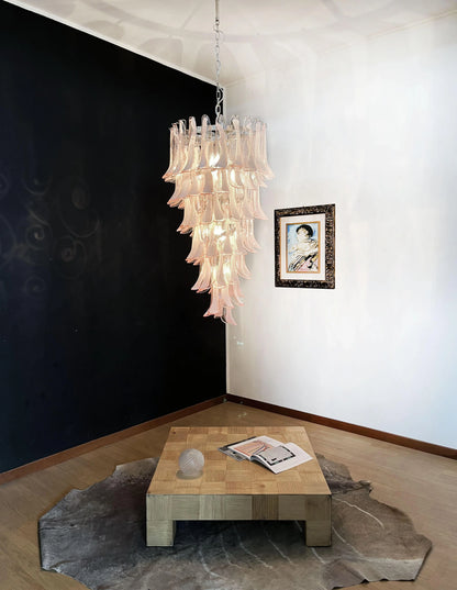 Petals Spiral Murano Pink Chandelier