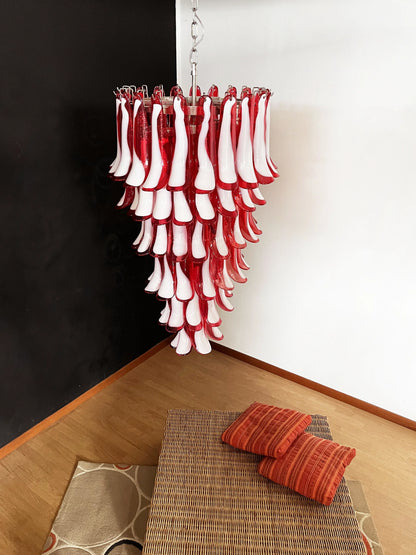 Petals Spiral Murano Red Chandelier