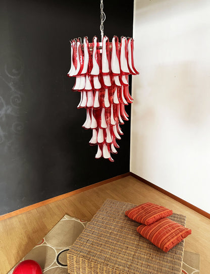 Petals Spiral Murano Red Chandelier