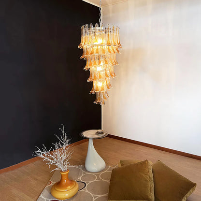Petals Spiral Murano Transparent Chandelier