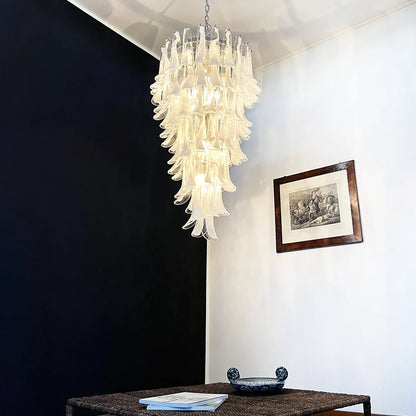 Petals Spiral Murano Transparent Chandelier