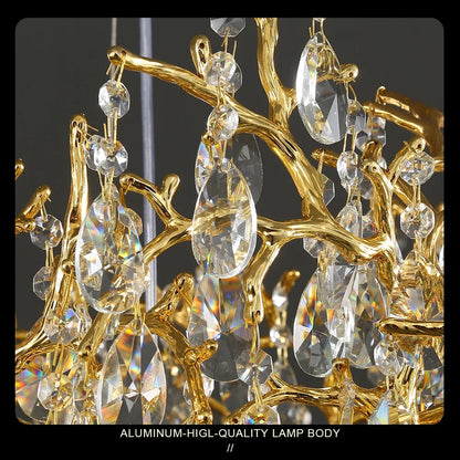 Bessa Modern Large Gold Crystal Branch Chandelier