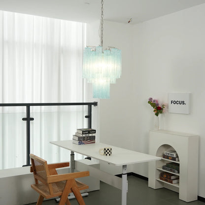 Blue Murano Glass Tube Chandelier