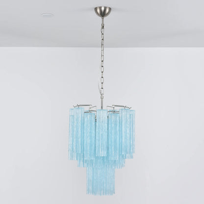 Blue Murano Glass Tube Chandelier
