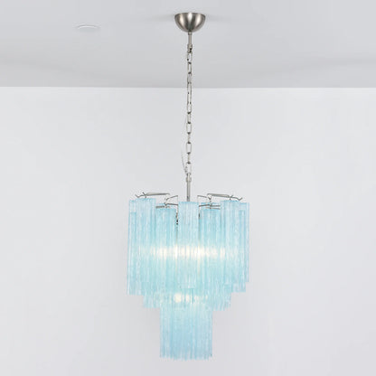 Blue Murano Glass Tube Chandelier