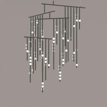 Brass Glass Drop Chandelier