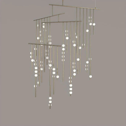 Brass Glass Drop Chandelier