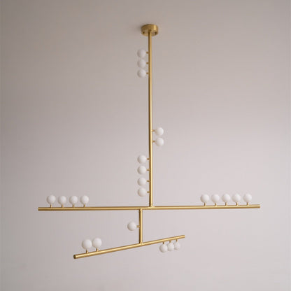 Brass Glass Drop Chandelier