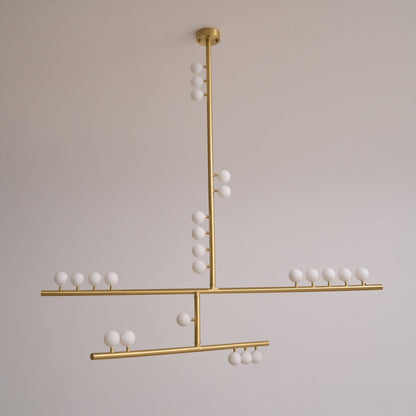 Brass Glass Drop Chandelier